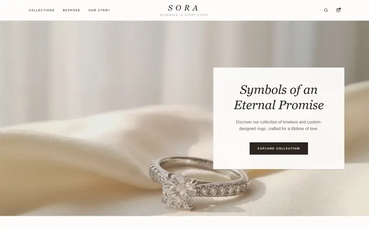 Bright shop page for bespoke wedding rings