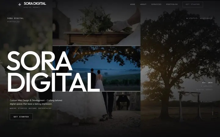 Web studio homepage with services and an inquiry form